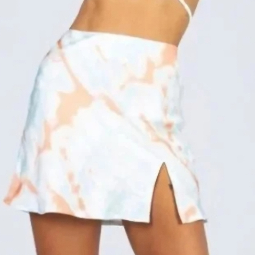 Princess Polly Miami Mini Skirt Orange Teal Tie Dye Size 6